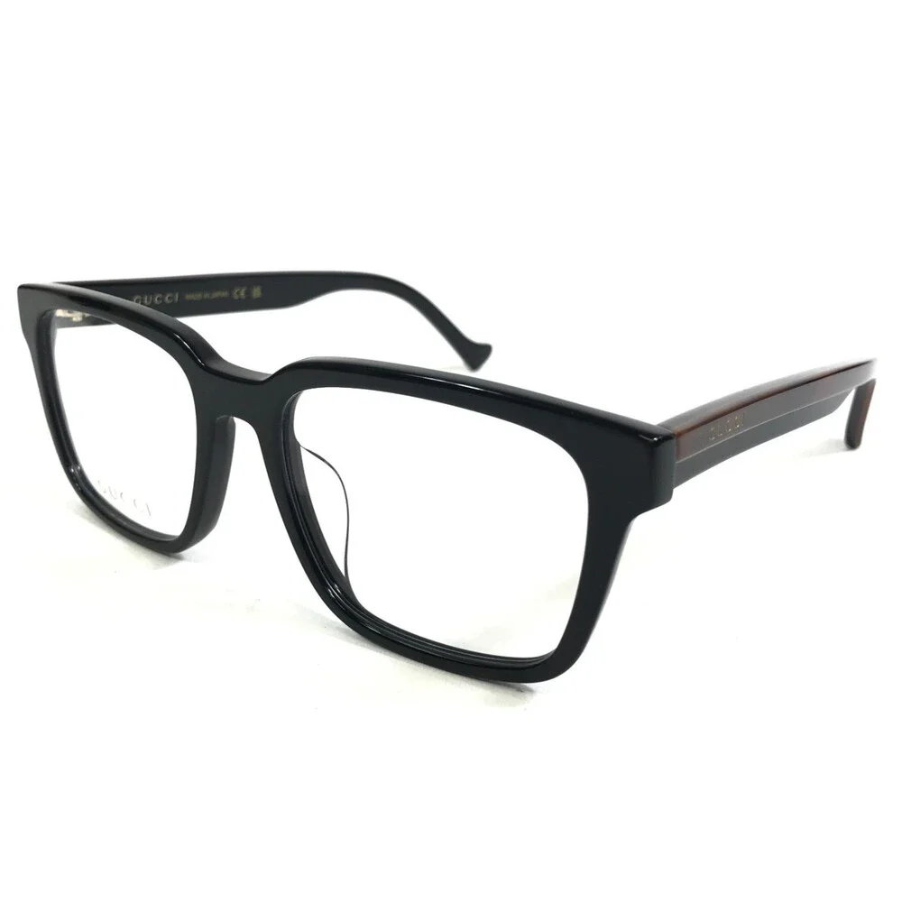 Gucci Eyeglasses Frames GG1306OA 003 Shiny Black Brown Asian Fit 54-18-150